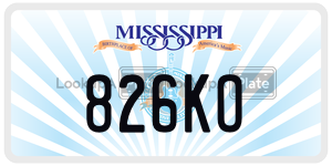 826KO  license plate in MS