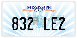 832LE2  license plate in MS