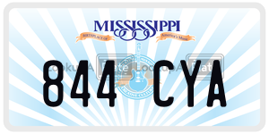 844CYA  license plate in MS