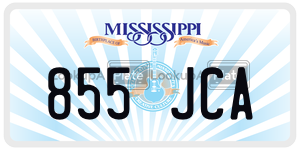 855JCA  license plate in MS