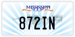 872IN  license plate in MS