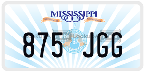 875JGG  license plate in MS