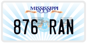 876RAN  license plate in MS