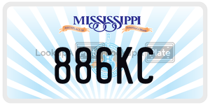 886KC  license plate in MS