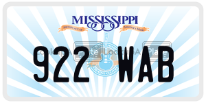 922WAB  license plate in MS