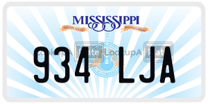 934LJA  license plate in MS