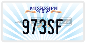 973SF  license plate in MS