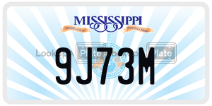 9J73M  license plate in MS