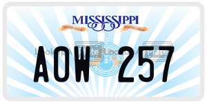 A0W257  license plate in MS