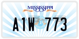A1W773  license plate in MS