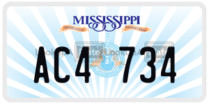 AC4734  license plate in MS