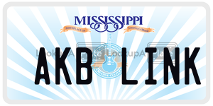 AKBLINK license plate in Mississippi