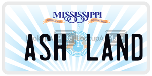 ASHLAND  license plate in MS