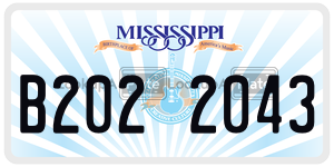 B2022043 license plate in Mississippi