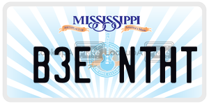 B3ENTHT license plate in Mississippi