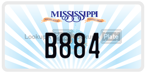B884  license plate in MS