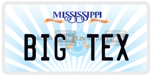 BIGTEX  license plate in MS