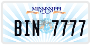 BIN7777  license plate in MS