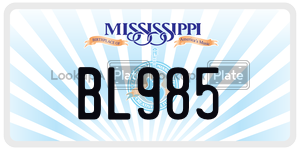 BL985  license plate in MS