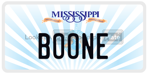 BOONE  license plate in MS
