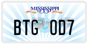 BTGOD7  license plate in MS