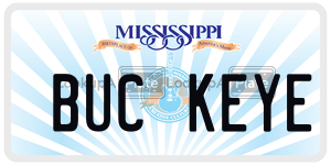 BUCKEYE  license plate in MS