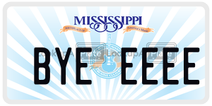 BYEEEEE  license plate in MS