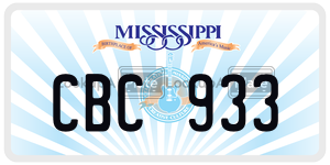 CBC933 license plate in Mississippi