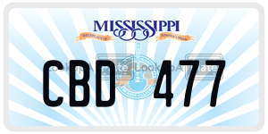 CBD477 license plate in Mississippi