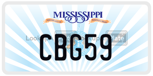 CBG59  license plate in MS