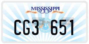 CG3651  license plate in MS