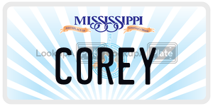 COREY  license plate in MS