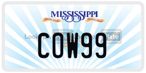COW99  license plate in MS