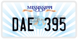 DAE395  license plate in MS