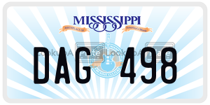 DAG498 license plate in Mississippi