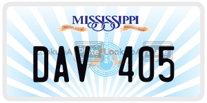 DAV405  license plate in MS
