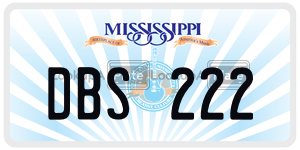 DBS222 license plate in Mississippi