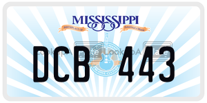 DCB443  license plate in MS