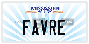 FAVRE  license plate in MS