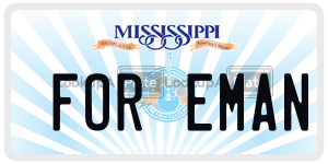 FOREMAN  license plate in MS