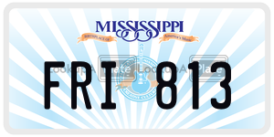 FRI813  license plate in MS