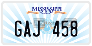 GAJ458 license plate in Mississippi