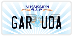 GARUDA license plate in Mississippi