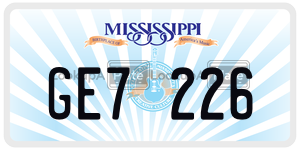 GE7226  license plate in MS