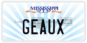 GEAUX  license plate in MS