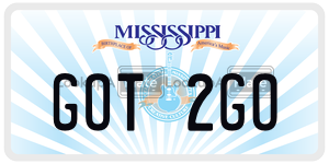 GOT2GO license plate in Mississippi