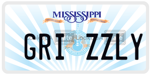 GRIZZLY license plate in Mississippi