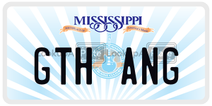 GTHANG license plate in Mississippi