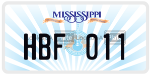 HBF011  license plate in MS