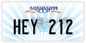 HEY212  license plate in MS